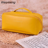 Weiyinxing Large Travel Cosmetic Bag For Women Leather Make Up Organizer Toiletry Kit Bags Female Makeup Accessories Pouch Case Storage