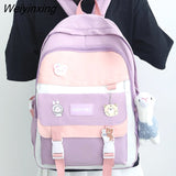 Weiyinxing Badge College Bag Nylon Kawaii Backpack Travel Lady Laptop Teen Cool Student Backpack Fashion Female Cute Women School Bags