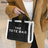 Weiyinxing Bag for Women Winter Designer Lamb Wool PU Fashion Letters Handbags Women's Luxury Shoulder Crossbody Bags Handbag Totes
