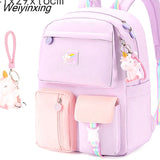 Weiyinxing Girls School Bag Super Light Children's Spine Protection And Load Reduction Backpack Student Large Capacity Child Bags
