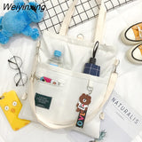 Weiyinxing Men Messenger Bag Fashion Women Handbag Shoulder Bag Large Capacity Canvas Bag Cartoon Student School Bags Tote Tool Pouck