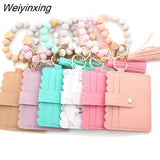 Weiyinxing Pc 8 Colors Fashion Women Bracelets Card Holder Leopard Female Business Card Case Wristband Key Chain for Men