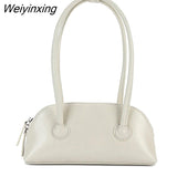 Weiyinxing YIDE Simple Solid Color Women Shoulder Bags Tote PU Leather Fashion Flap Top-Handle Bag Female Casual Underarm Bags Handbags