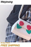 Weiyinxing Red Tulip Women Shoulder Bags Fashion Ladies Pu Leather Underarm Bag Female Flap Design Crossbody Purse Tote Handbags