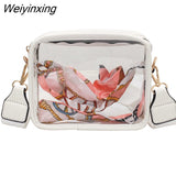 Weiyinxing Clear Crossbody Bags for Women Men Stadium Approved Transparent Shoulder Handbag Small Square Phone Bag Outdoor Wallet Purse