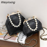 Weiyinxing HandBag Stylish Pearl Clutch Fashion Crossbody Bags For Women 2023 Simple Clip Casual Women's Shoulder Bag Frame Quilted