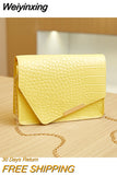 Weiyinxing Small Square Bag Lady's Grace One Shoulder Crossbody Bag Delicate Stone Grain Girl Style Chain Commuting Bag Solid Color