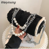 Weiyinxing High-quality Ladies Pearl Chain Shoulder Bag 2023 New Fashion Hand-held Handbag Hot-selling Messenger Hand Bag Cylinder Bag