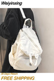 Weiyinxing Girl Travel Brown Bag Fashion Female College Student Backpack Small Cool Women School Bags Ladies Canvas Vintage Backpack