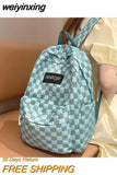 weiyinxing New Plaid Women Backpack Kawaii Girl Nylon Travel Bag Fashion Waterproof Bookbag College Students Cool Schoolbag Mochilas