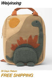 Weiyinxing Embroidery Sun Long Neck Small Dinosaur Backpack Hook Hair Embroidered Cartoon Canvas Kindergarten Children Backpack