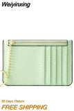 Weiyinxing Color Card Holder for Women Super Thin Small Female Wallet Pu Leather Mini Business ID Credit Card Case Women's KeyChain