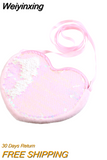 Weiyinxing Children's Bag 2023 Cute Girl Heart One-shoulder Bag Crossbody Bag DIY Funny Heart Sequin Coin Purse Key Packet Handbag
