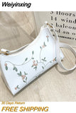 Weiyinxing One Shoulder Bag Retro Embroidery Small HandBag Solid Color Women's Subaxillary Bag Simple Fashion Sweet Delicate Texture