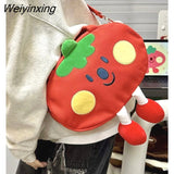 Weiyinxing Cute Cartoon Happy Tomato Messenger Bag Canvas Student Tote Bag Shoulder Bags Woman Bag·Crossbody Bag Purse