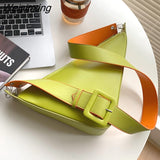 Weiyinxing Color Triangle PU Leather Shoulder Bag for Women 2023 Adjustable Shoulder Straps Female Crossbody Bag Designer Luxury Bag 0409