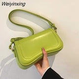Weiyinxing YIDE 2023 New Popular Solid Bag Designer PU Leather Women's Shoulder Bag Fashion Simple Crossbody Bag Flap Handbag Trend