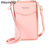 Weiyinxing Women Wallet Shoulder Mini Leather Bags Straps Mobile Phone Big Card Holders Wallet Handbag Money Pockets Girls Small Bags