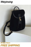 Weiyinxing Velvet Shoulder Bags for Women Small Capacity College Girls Book Backpack School Bag Solid Color Female Travel Handbags