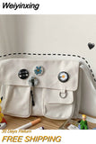 Weiyinxing Women's Shoulder Bag Woman Handbag Large-Capacity Simple Fashion Solid Casual Canvas School Crossbody Messenger Bags for Women 0409