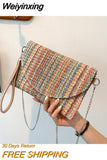 Weiyinxing Womens Crossbody Bags Straw Woven Envelope Handbags Clutch Shoulder Purses Luxury Design Wallet for Lady Wedding Party Bags