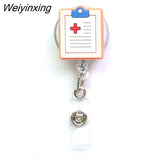 Weiyinxing 1 Piece High Quality Silicone Retractable Doctor Nurse Badge Holder Reel Cute Cartoon ID Card Holder Keychains