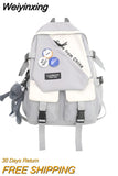 Weiyinxing Female Harajuku College Bag Trendy Fashion Ladies Badge Backpack Men Women Student Bag Girl Boy Travel School Backpack Book
