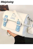Weiyinxing Kawaii Cat Shoulder Bag for Women Embroidery Cartoon Solid Color Leather Crossbody Bag Female Summer Mobile Phone Package