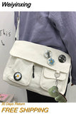 Weiyinxing Women's Shoulder Bag Woman Handbag Large-Capacity Simple Fashion Solid Casual Canvas School Crossbody Messenger Bags for Women 0409
