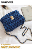 Weiyinxing A Main Femme Bags for Women Hand Woven Bag Strip Thread Hook Knitted Women's Casual Shoulder Bag Crossbody Bag Clutch Bag 0409