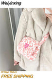 Weiyinxing Leopard Print Women Furry Shoulder Crossbody Bag Soft Plush Cool Girls Messenger Bags Fashion Design Ladies Purse Handbags