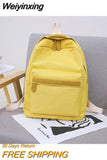Weiyinxing Teenager Canvas Backpack Gril Boy Schoolbag Softback Solid Color Casual Soft Handle mochilas mujer Escolar rucksack