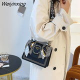 Weiyinxing Texture Bag for Women New Fashion Hand-held One-shoulder Women's Bag Broadband Messenger Western Style Small Square Bag
