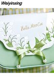Weiyinxing Mori Girl Gentle Lily of The Valley Luxury Shoulder Underarm Bag Lady 2023 Summer Fashion Temperament Casual Crossbody Bag