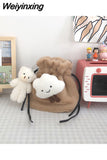 Weiyinxing Cute Shoulder Bag For Women Fluffy Soft Bucket Trend Luxury Package Winter New Fashion Kawaii Versatile Crossbody Bag