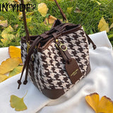 Weiyinxing YIDE New Retro Leopard PU Leather Bucket bag Crossbody Bags Handbag Women Shoulder Purses Female Luxury Brand 2023 Fashion