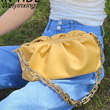 Weiyinxing YIDE Day Clutch Thick Gold Chains Dumpling Clip Purse Women Cloud Underarm Shoulder Bag Pleated Designer Pouch Totes Handbag