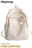 Weiyinxing Cute Corduroy Woman Backpack Schoolbag For Teenage Girls Boys Luxury Harajuku Female Fashion Bag Student Lady Book Pack
