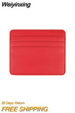 Weiyinxing Leather ID Card Holder Candy Color Bank Credit Card Box Multi Slot Slim Card Case Wallet Women Men Business Card Cover
