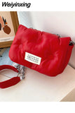 Weiyinxing Winter Fashion Womens Shoulder Bag Soft Purses and Handbags Luxury Designer Silver Solid Color Pillow Cloud Crossbody Bag
