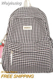 Weiyinxing Cute Plaid Book Fashion Female Travel College Backpack Girl Kawaii Nylon Lattice Leisure Backpack Women Laptop Student Bags