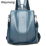 Weiyinxing leather backpack women vintage shoulder bag ladies high capacity travel backpack school bags girls mochila feminina