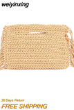 weiyinxing Hand Held Handmade Women Straw Bags Cotton Rope Woven Hand Bag Woven Fringe Bag Women's Handbag Lady Summer Beach Purses