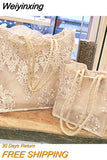 Weiyinxing Lace Ladies Handbag Summer Beach Wedding Bridal Party Hand Bag Bolsa Feminina Women's Shoulder Bag Shopping Bag