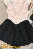 Weiyinxing Sweet Sleeveless Ruffles Slim Waist Summer Dress Women 2023 French Luxury Diamonds Cake Short Dresses Vestido Feminino