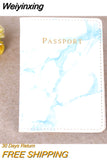 Weiyinxing Women Men Passport Cover Pu Leather Marble Style Travel ID Credit Card Passport Holder Packet Wallet Purse Bags Pouch