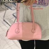 Weiyinxing YIDE Simple Solid Color Women Shoulder Bags Tote PU Leather Fashion Flap Top-Handle Bag Female Casual Underarm Bags Handbags