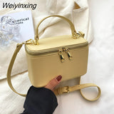 Weiyinxing Mini Box Shape PU Leather Crossbody Sling Bag with Short Handle Women 2023 Cute Totes Shoulder Handbag and Purses Brand