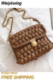 Weiyinxing A Main Femme Bags for Women Hand Woven Bag Strip Thread Hook Knitted Women's Casual Shoulder Bag Crossbody Bag Clutch Bag