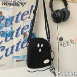 Weiyinxing White Funny Cute Ghost Kawaii Women Canvas Bag Cartoon Harajuku Chic Ins Shopper Bag Women Shoulder Bags Large Capacity